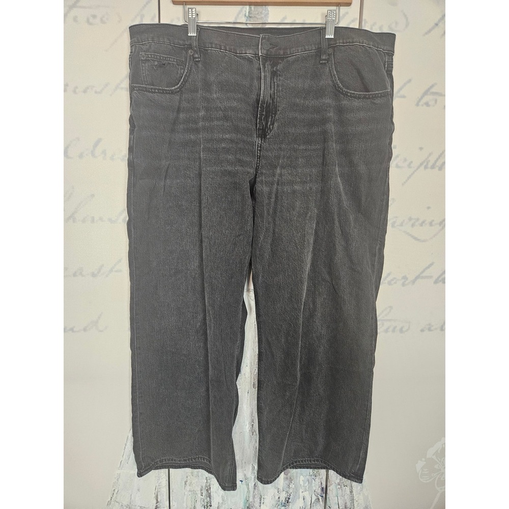 American Eagle Strigid Straight Leg Jeans 20 Short Washed Black High Rise